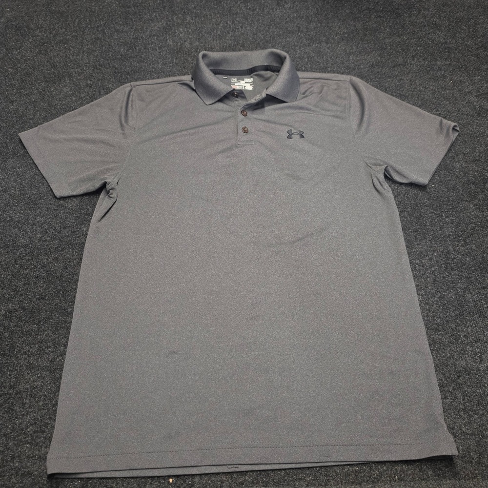 Under Armour Mens HeatGear Loose Fit Polo Shirt Gray Short Sleeve Medium